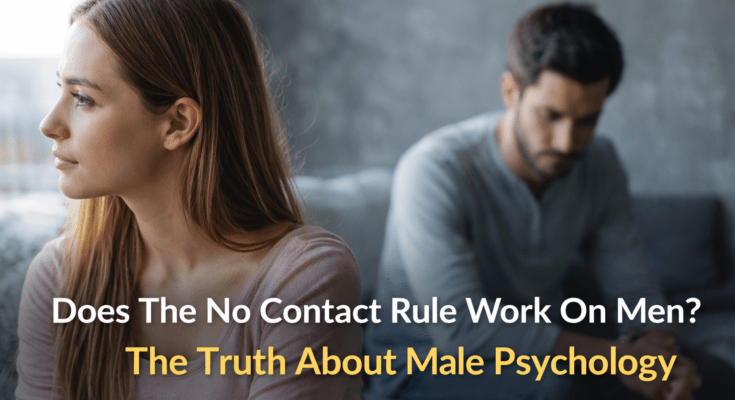 Woman looking away while a man sits behind her after a breakup, illustrating how the no contact rule can affect male psychology and make a man miss you.