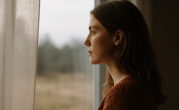 Woman looking out the window wondering if no contact is working and what to look for.