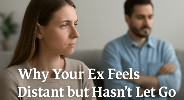 Person feeling emotionally distant from their ex after a breakup, illustrating uncertainty and emotional separation.