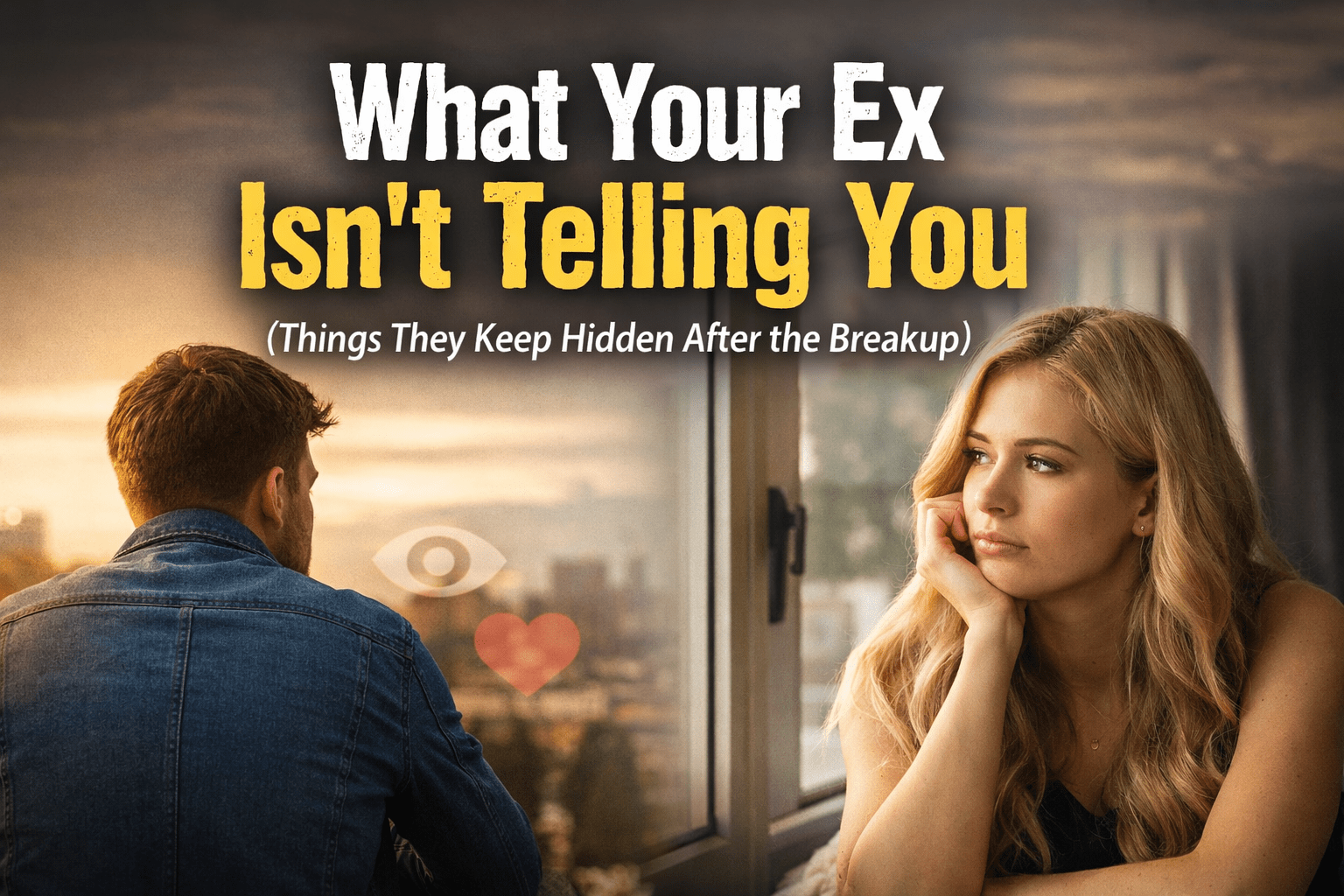 Man and woman apart after breakup, reflecting on what an ex is thinking and feeling but not saying