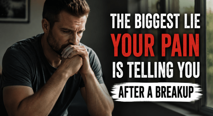 Heartbroken man reflecting after a breakup, illustrating how emotional pain can distort reality.