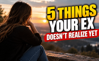 Woman sitting alone at sunset, reflecting on a breakup, with text reading “5 Things Your Ex Doesn't Realize Yet.”